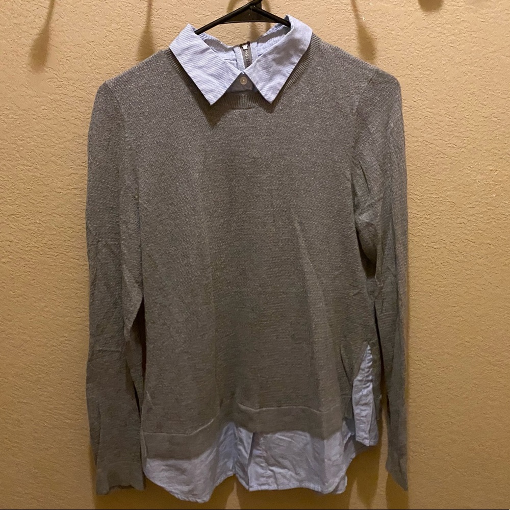 Loft Grey Mock Layered Sweater